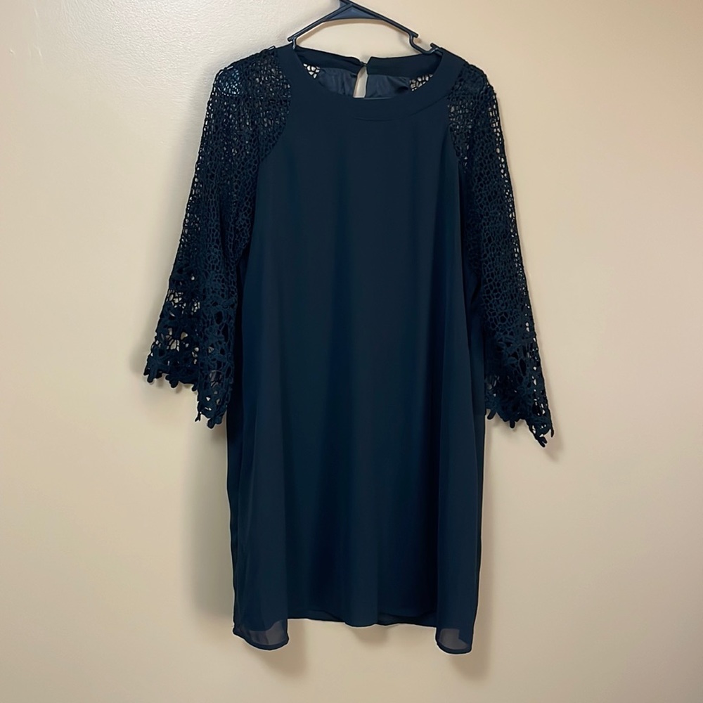 Black Lace Sleeve Dress, XL